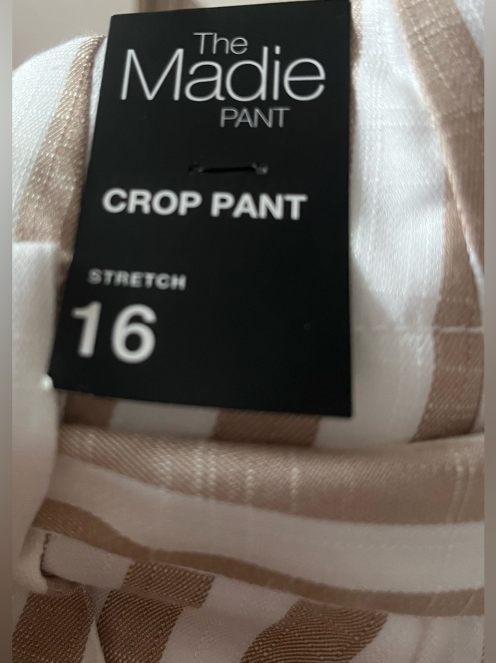 NY & Co tan and white stripped summer cropped pants. XL NWT - Picture 7 of 8